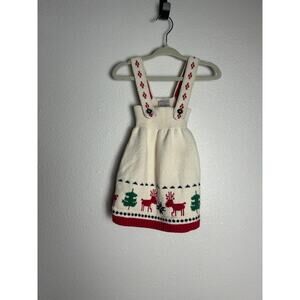 Hanna Andersson Baby Holiday Sweater Dress Deer Trees Christmas Size 12-18 Mos